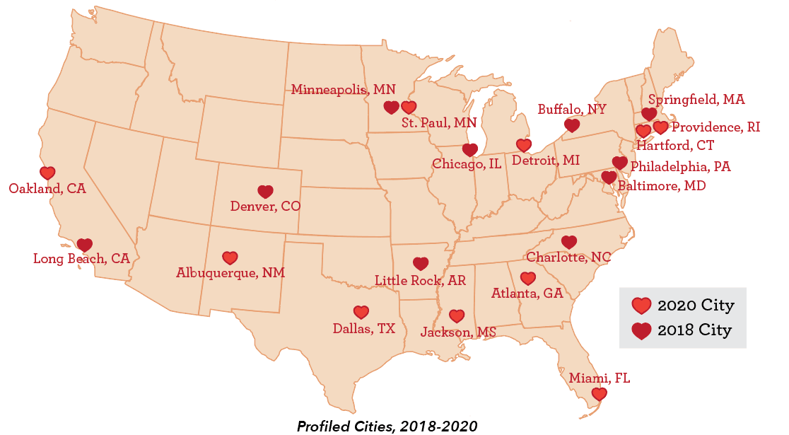 Map: 2018-2020 cities profiled